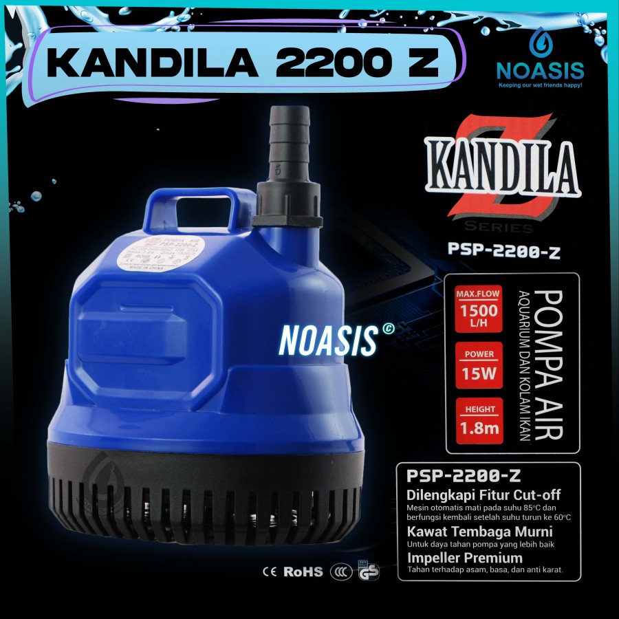 POMPA AIR CELUP AQUARIUM 15 W KANDILA PSP 2200 Z PSP-2200Z KOLAM IKAN Harga  54,900 rupiah*Gratis Ongkir