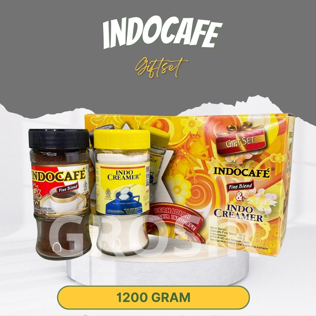 Paket Kopi Indocafe Fineblend Botol & Indo Creamer Botol + Giftset