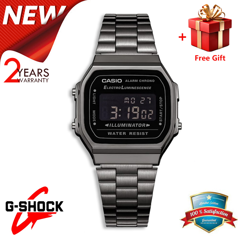 [FREE GIFT] Jam Tangan Pria / Casio a168wgg Men LED Digital Stainless Steel / Jam Tangan Digital / Water Resistant 30M Harga  185,000 rupiah*Gratis Ongkir