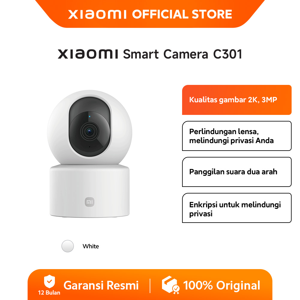 Xiaomi smart camera C301 | 2K ultraclear HD | human detection AI | 360 ° rotation and 107 ° vertical Harga  289,000 rupiah*Gratis Ongkir