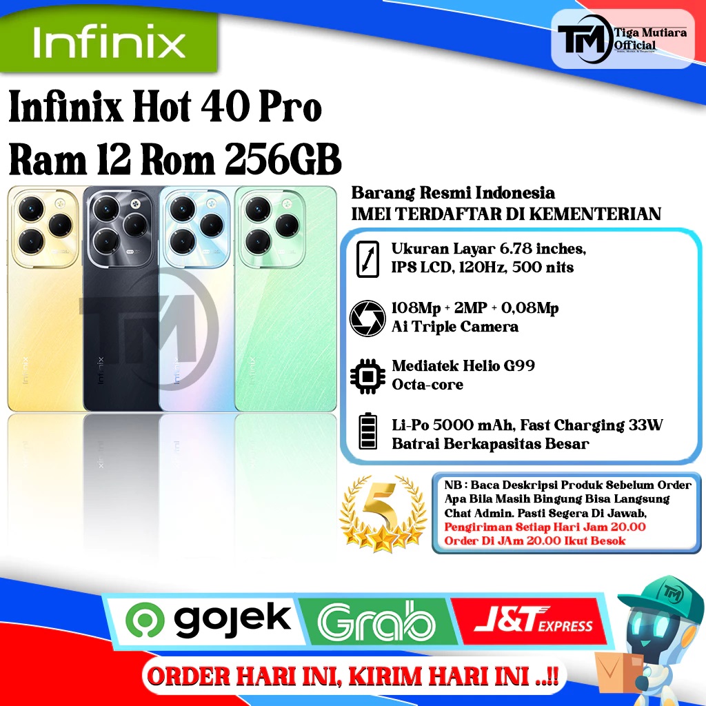 Infinix Hot 40 Pro Ram 12 Rom 256GB Giá 2,499,000 Đồng*Miễn phí vận chuyển