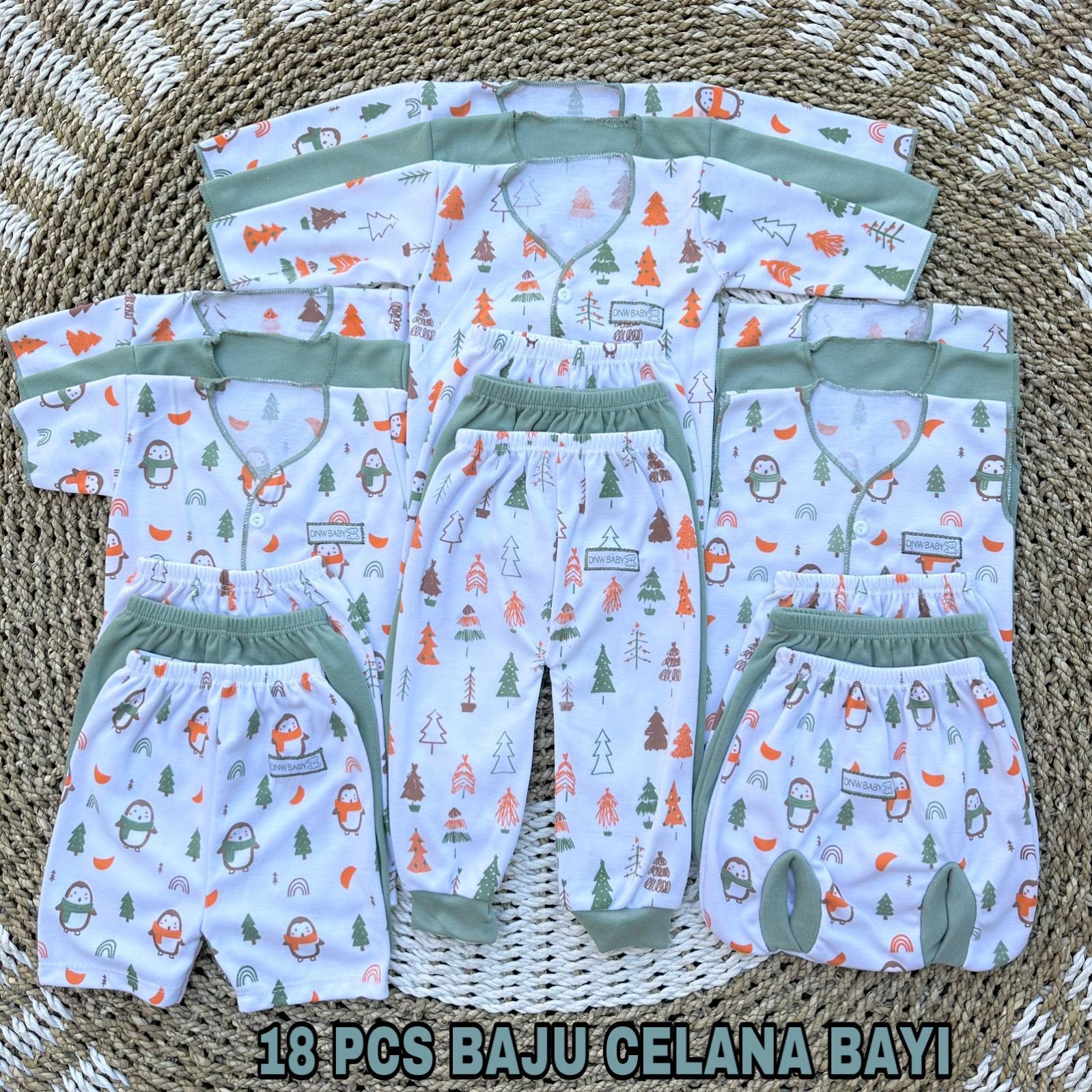 18 PCS Setelan Baju Bayi Celana Bayi Baru Lahir SERIES pinguin Baju Newborn Perlengkapan Bayi Baru Lah…