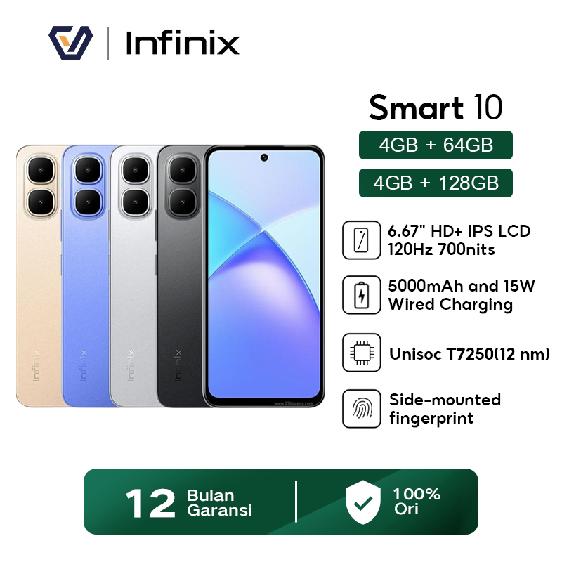 Official Infinix Smart 10 4 + 64GB/4 + 128GB-disply 6.67 inches - 5000mAh Harga  1,179,000 Ringgit*Penghantaran Percuma
