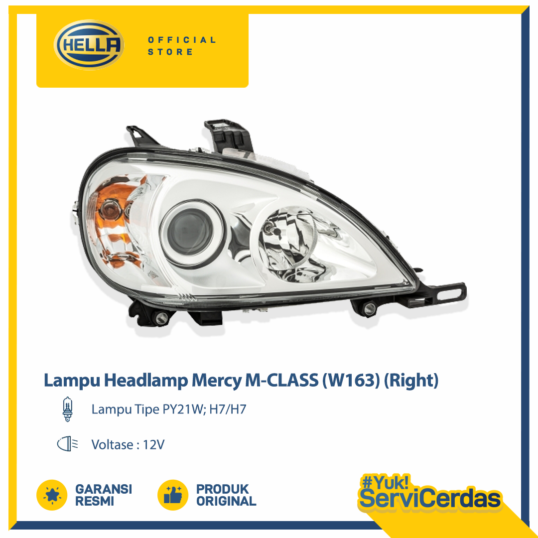 Lampu Headlamp Mercy M-CLASS (W163) Right - Lampu Depan Mobil - Merek Hella Harga 2,657,292 rupiah*Gratis Ongkir