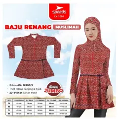 SPEEDS Baju Renang Wanita Set Muslim Jumbo 5L 6L 7L 8L Swim Wear Pakaian Renang Spandex LX 1001