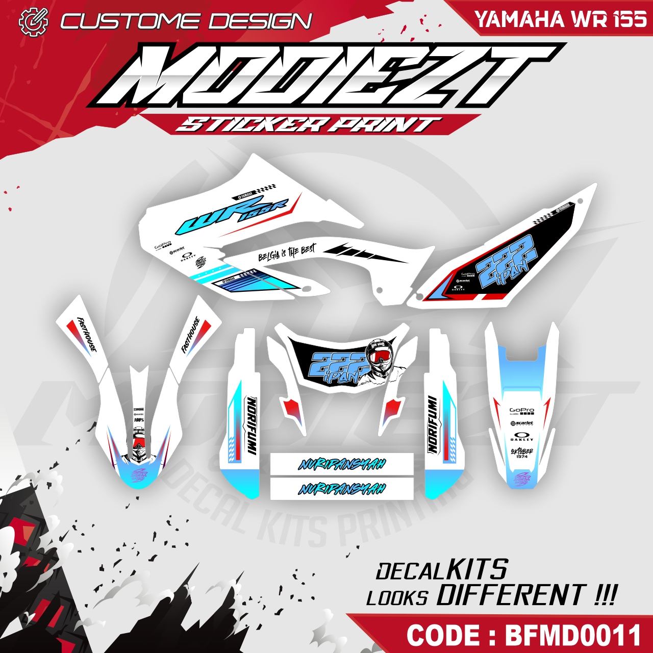 DECAL STIKER MOTOR YAMAHA WR155 CUSTOM DESIGN MD0011 Giá 215,000 Đồng*Miễn phí vận chuyển