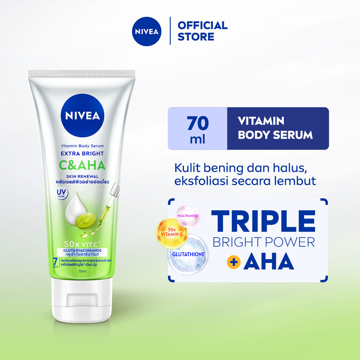cara pemakaian l-glutathione moist whitening lotion spf 70 PAKET HEMAT ISI 2) NIVEA Body Serum Extra Bright C&AHA UV Filter 170ml sheet masks