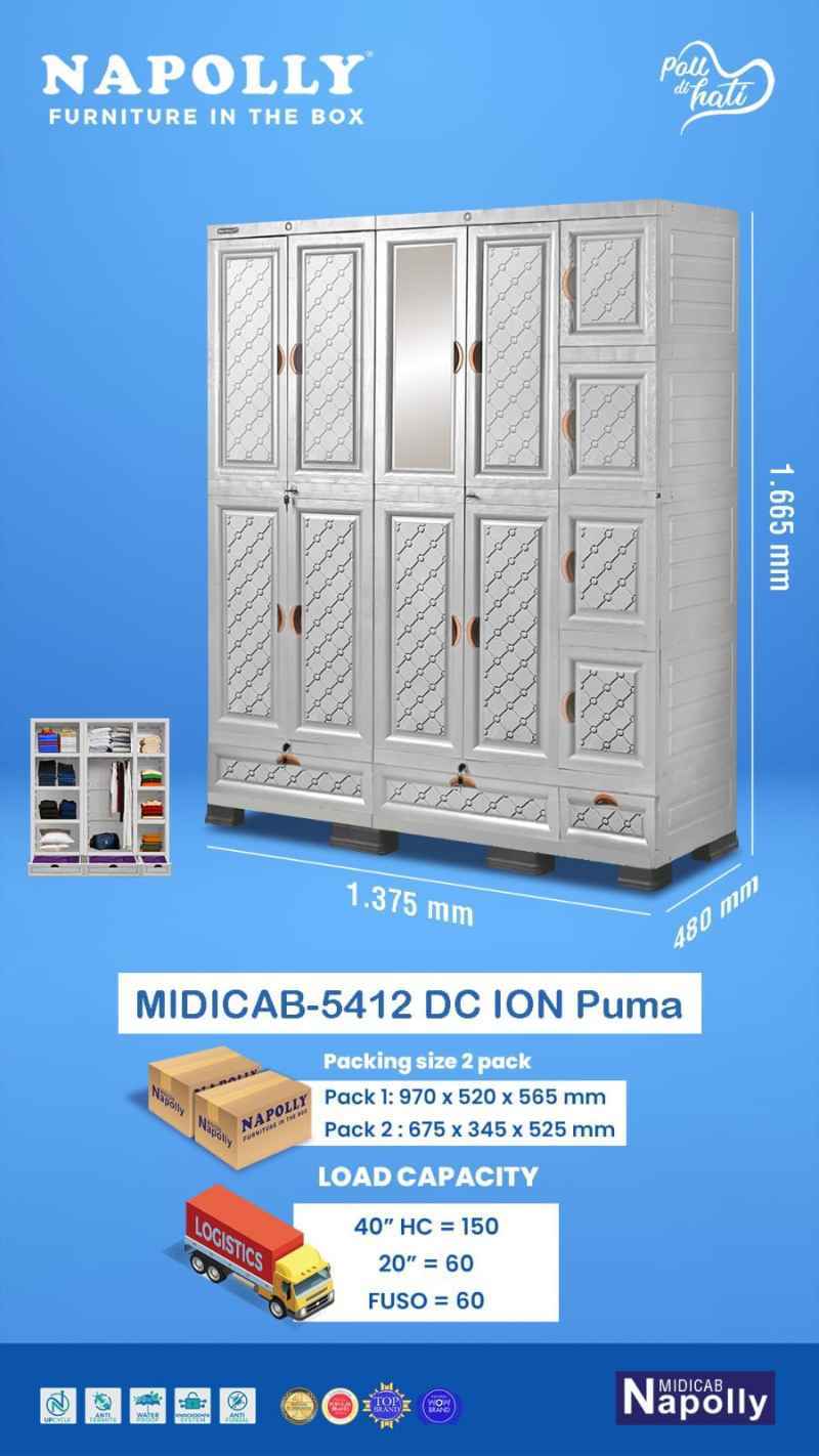 Napolly Midicab 5412 Ion Puma Wardrobe Harga  1,178,000 rupiah*Gratis Ongkir