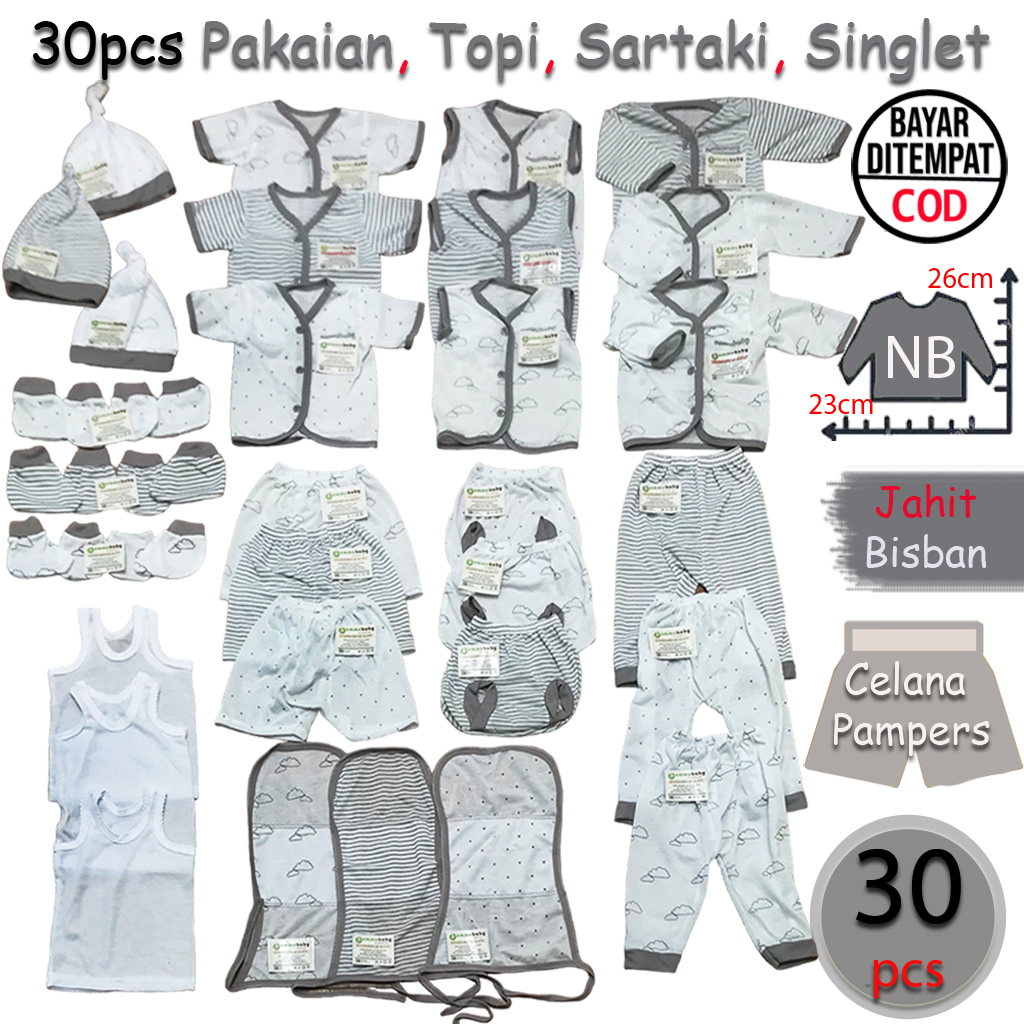 30 Pcs Baju Bayi Celana Bayi Setelan Bayi Stelan Newborn Kado Bayi Baru Lahir Atasan Bayi Bawahan Bayi…