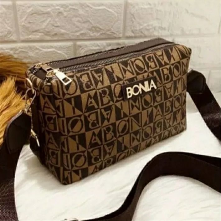 Jual tas bonia original tote bag monogram coklat M