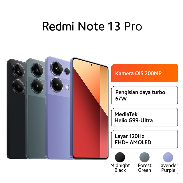 Xiaomi Redmi Note 13 Pro 5G 8/256 &12/512 GB Garansi Resmi Harga  4,520,000 Ringgit*Penghantaran Percuma