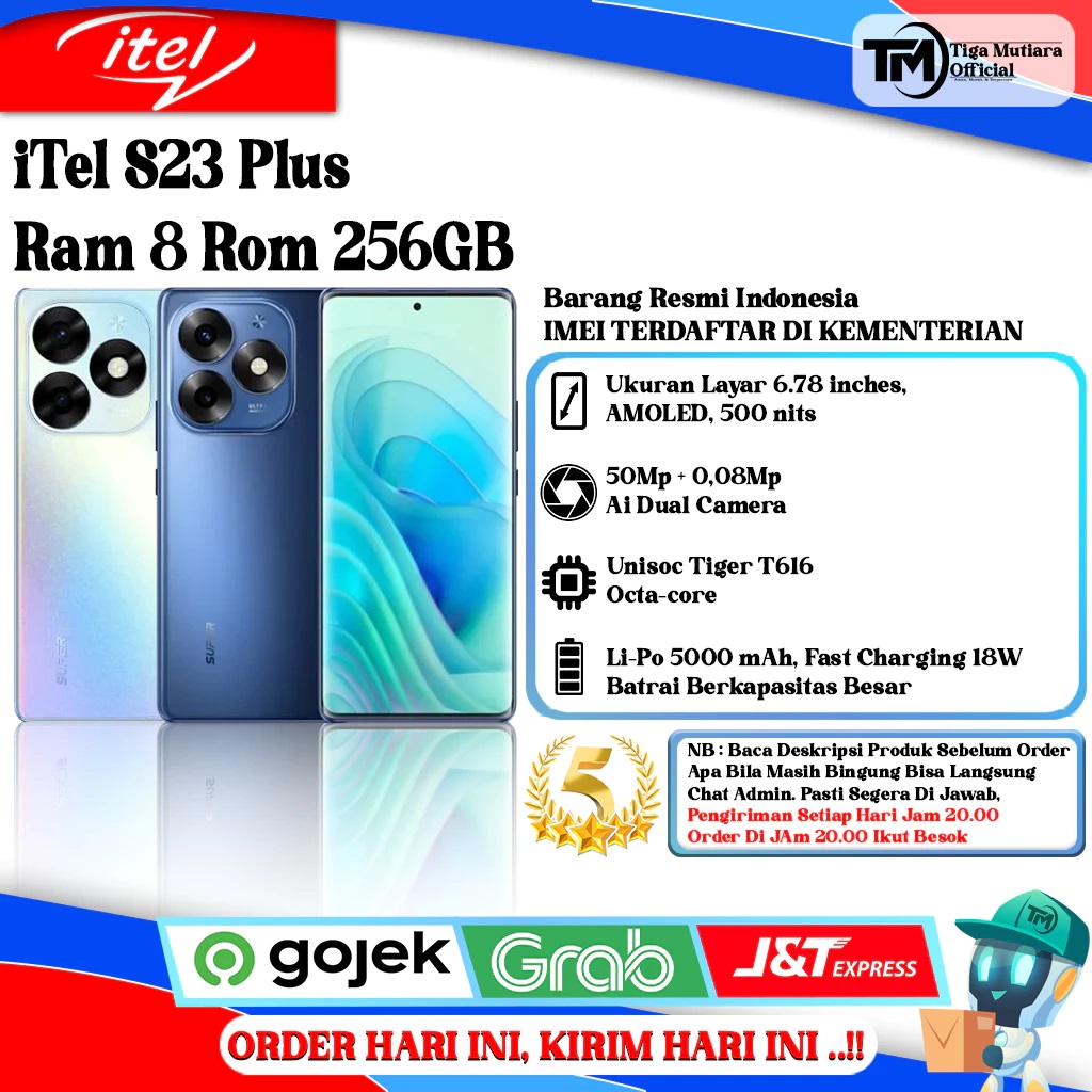 iTel S23 Plus Ram 8 Rom 256GB Harga 1,809,375 rupiah*Gratis Ongkir