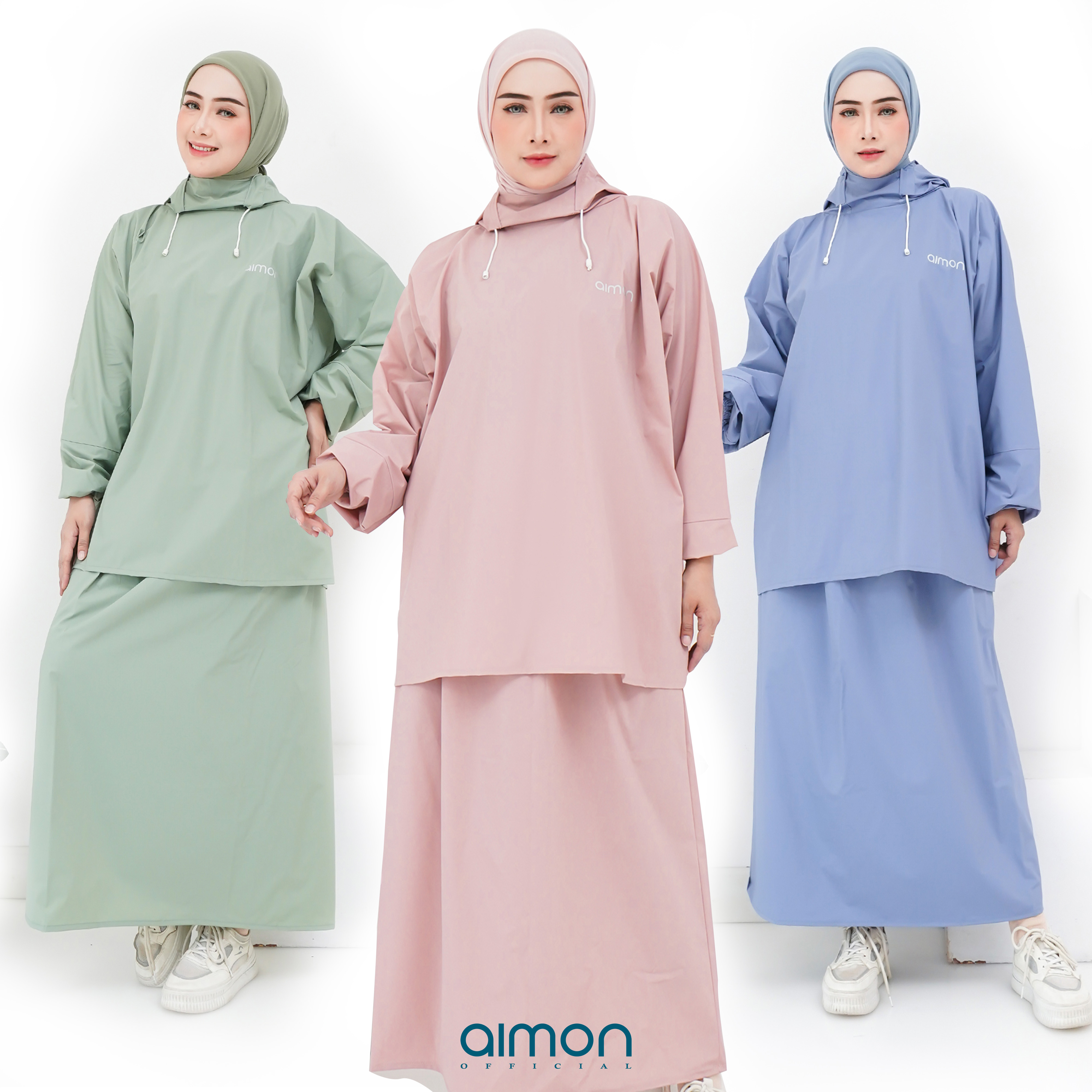 Aimon waterproof elastic thick Hodie skirt women raincoat Harga 77,999 rupiah*Gratis Ongkir