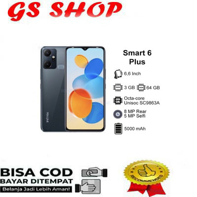INFINIX SMART 6 PLUS RAM 3/64GB KUALITAS TERBAIK Harga 1,136,000 rupiah*Gratis Ongkir