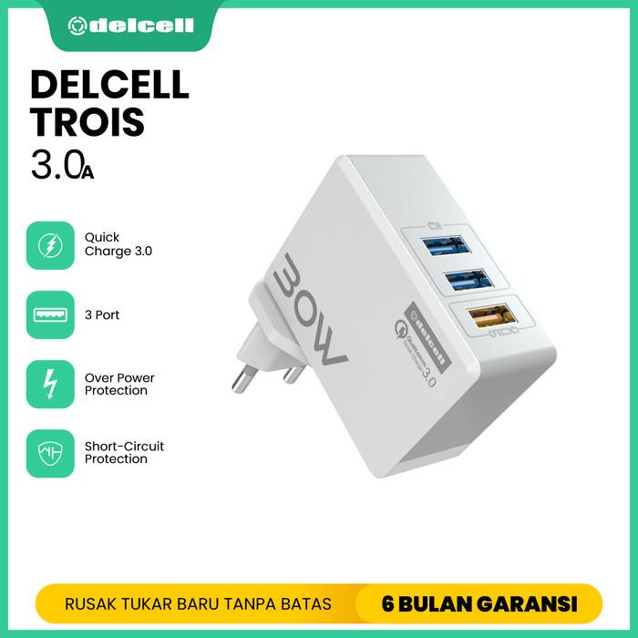 DELCELL TROIS SMART ADAPTOR 3 PORT QUALCOMM QC QUICKCHARGE 3.0A - TECH ZONE Harga  292,000 Ringgit*Penghantaran Percuma