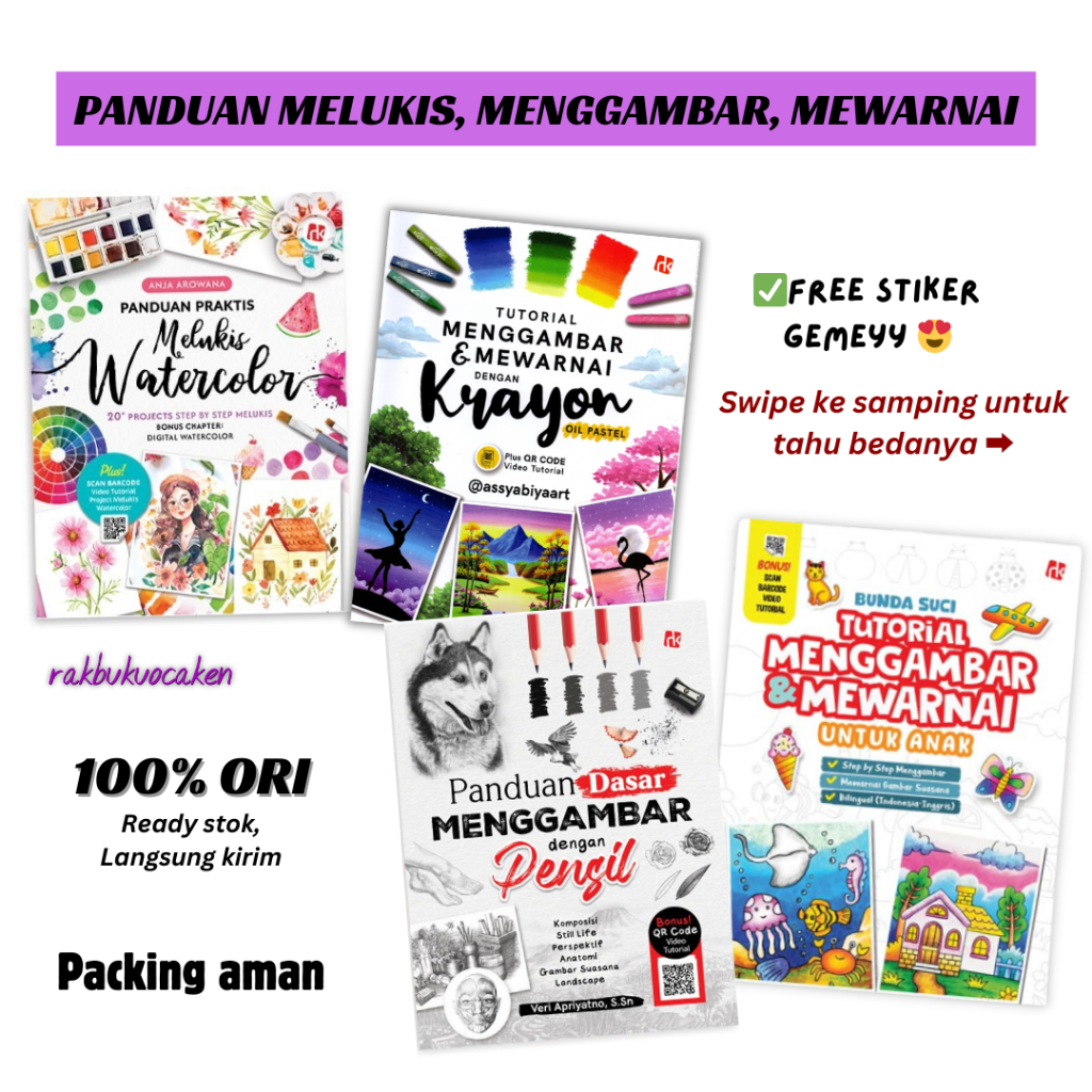 Buku Belajar Menggambar Mewarnai Tutorial Menggambar dan Mewarnai dengan Crayon Oil Pastel
