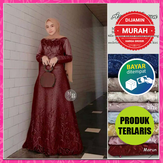 GAMIS BEST SELLER TERMURAH (COD)-baju muslim cewek/baju muslim/gamis wanita/gamis wanita murah bagus/gamis ibu ibu/gamis lebaran 2020 kebaya modern terbaru/kebaya muslim modern/baju muslim remaja/baju muslim brukat/Gamis muslim/Gamis terbaru Aura gown