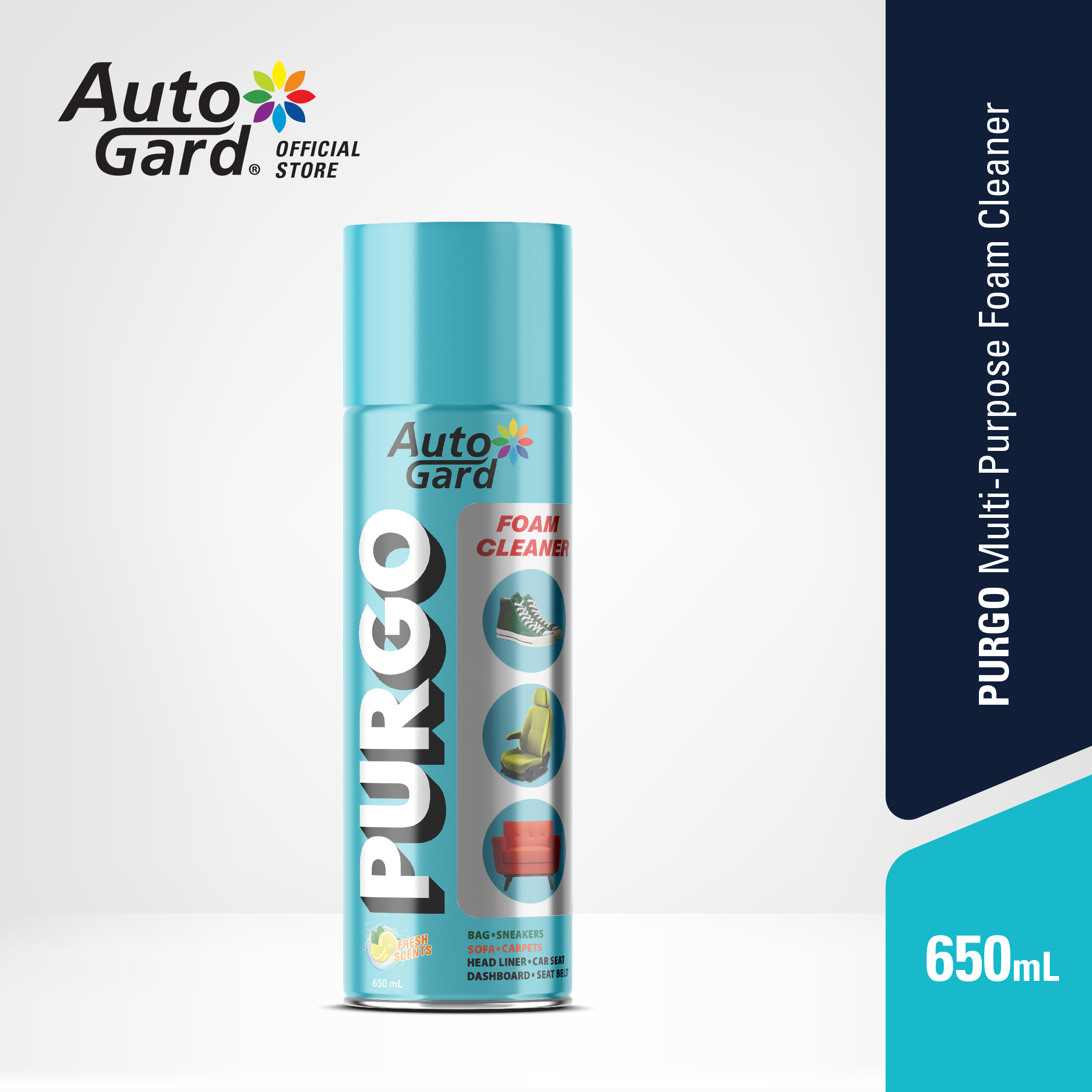 Autogard Purgo Multipurpose Foam Cleaner 650 ml Car Interior Cleaner Sofa Shoes Motorcycle Seats Carpets Harga 43,500 rupiah*Gratis Ongkir