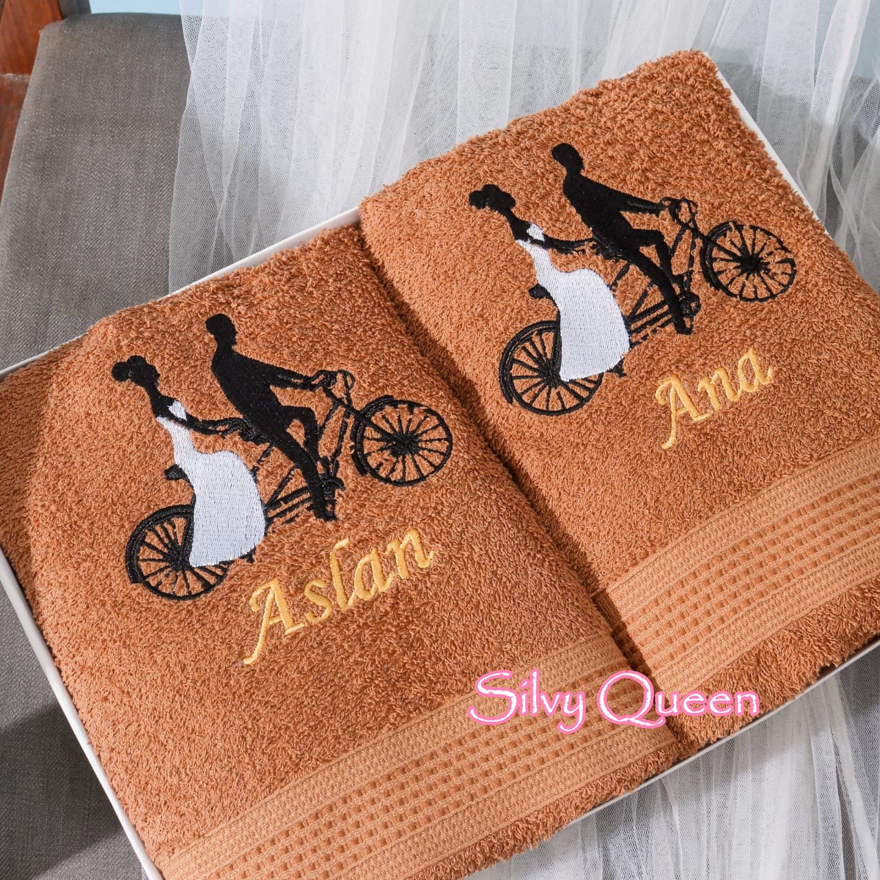 Proses Cepat - 2 Pcs Handuk Couple Bisa Custom Bordir Nama