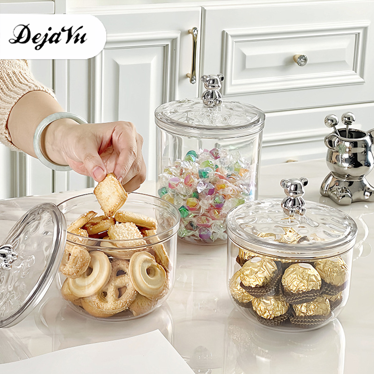 [Eid Exclusive] Dejavu Storage Cereal Jar Aesthetic Jar for Eid Al-Fitr Beautiful Luxurious Clear Jar…