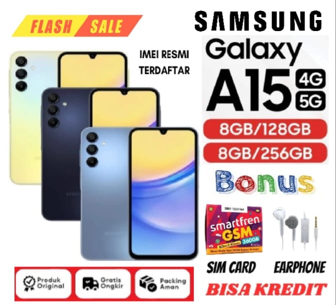 SALE !!! HP SAMSUNG GALAXY A15 5G & A15 4G RAM 8/256 GB FULLSET Bergaransi Harga 2,050,000 rupiah*Gratis Ongkir