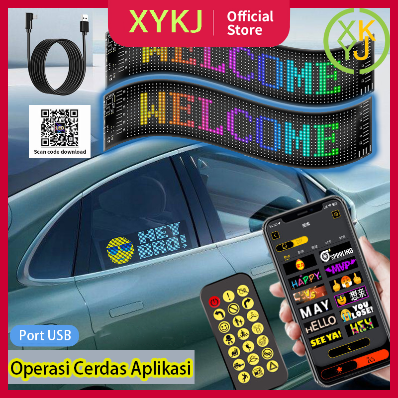 XYKJ Stiker LED Tempel Mobil Anti-Hujan Proyeksi LED Mobil Papan Tampilan Stiker HD LED Stiker Mobil Harga 629,999 rupiah*Gratis Ongkir