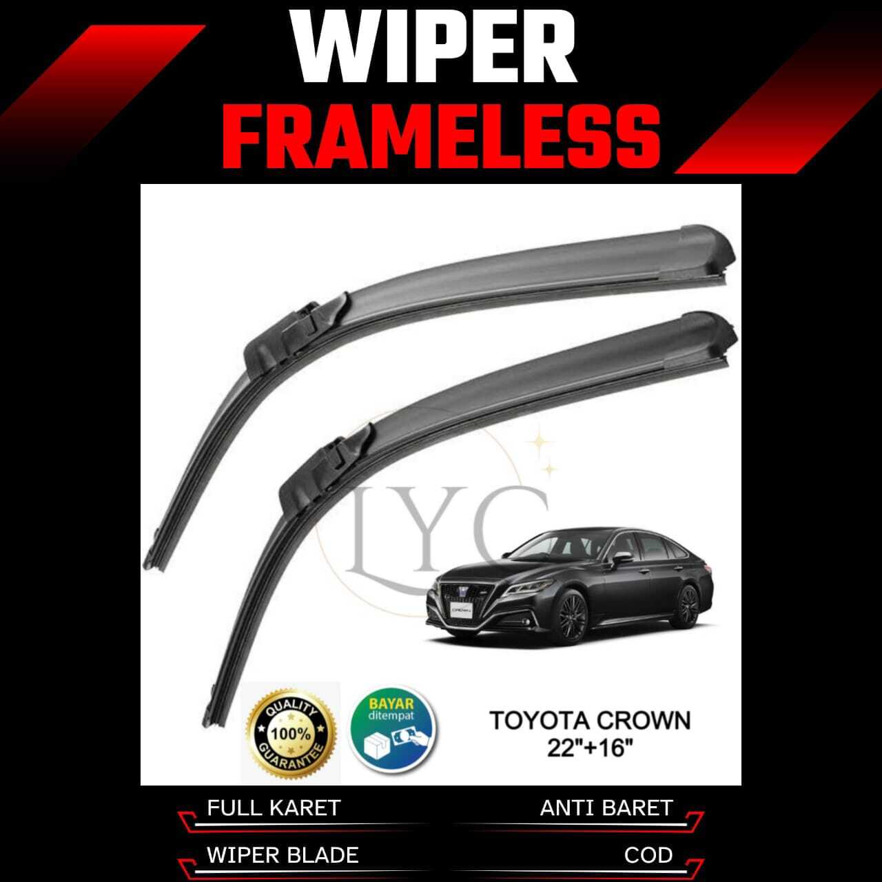 Wiper Frameless Full Karet Anti Baret Toyota Crown Wiper Blade Wiper Depan Kanan Kiri 1 Set Larisyo Harga 55,000 rupiah*Gratis Ongkir