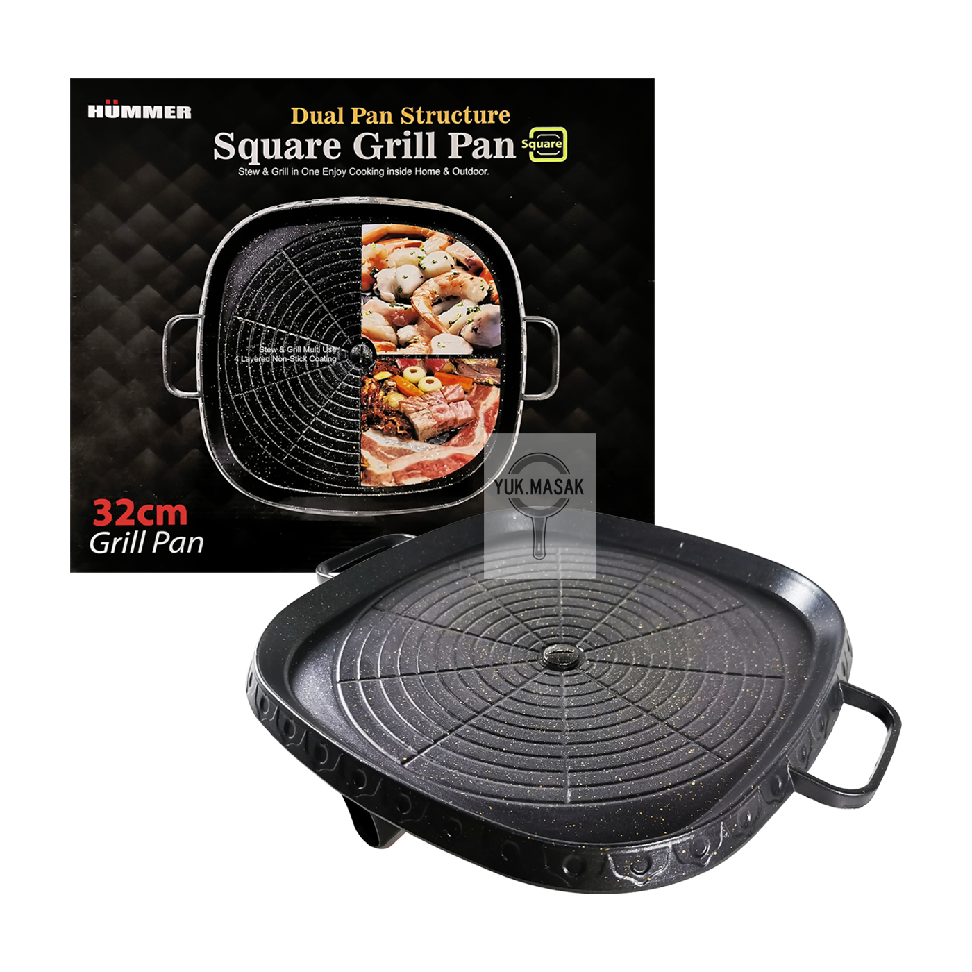 Yuk-Masak - Hummer Square Grill Pan 32 cm Harga 120,000 rupiah*Gratis Ongkir