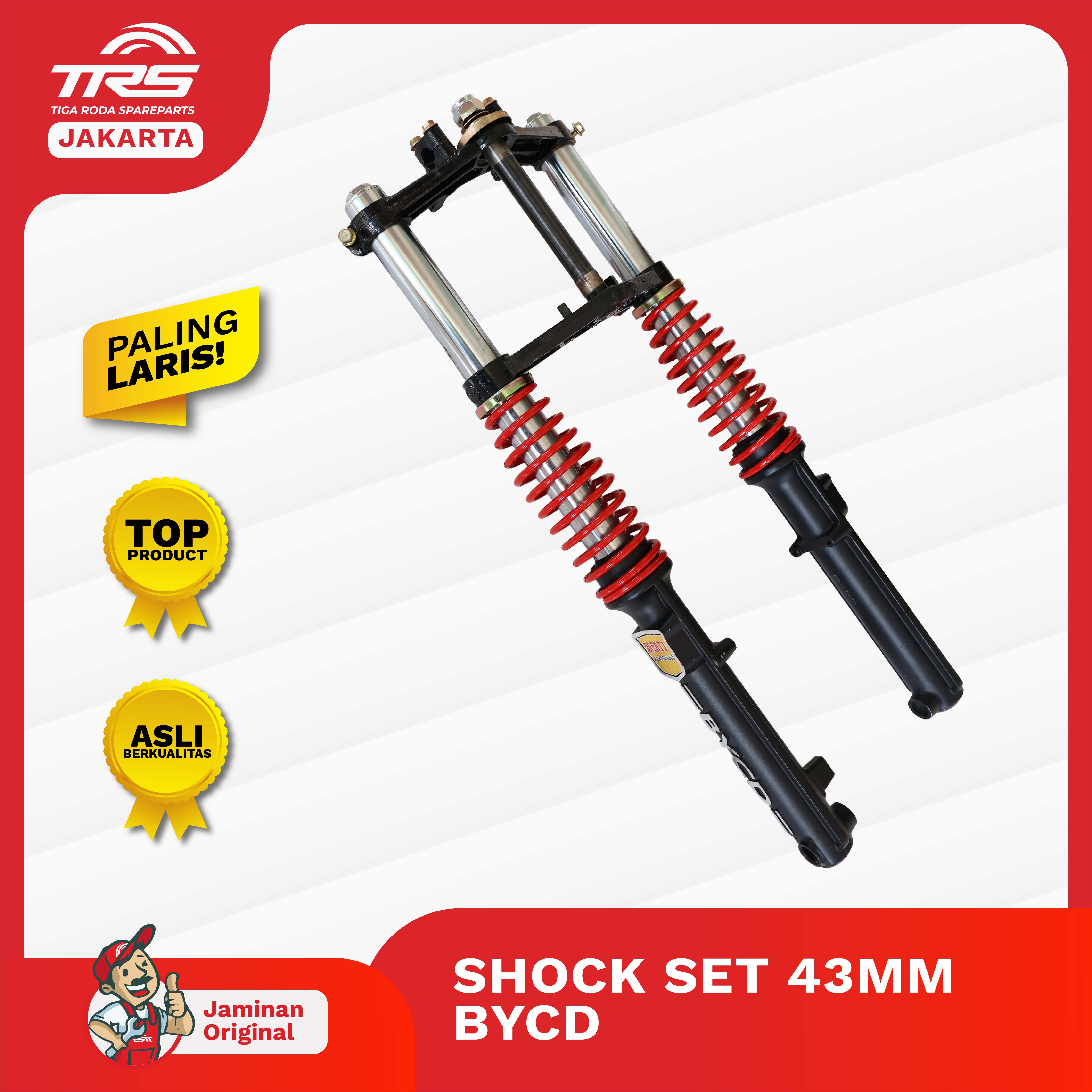 TRS shock bycd bycd full set fullset 43mm shockbreaker 43mm Viar Karya 150 200cc 2023 series pnp Viar Caesar Tossa Nozomi spare parts original TRS Jakarta Giá 1,674,000 Đồng*Miễn phí vận chuyển