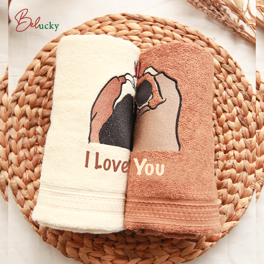 Embroidered Couple Towels pernikahan hadiah pernikahan Hampers