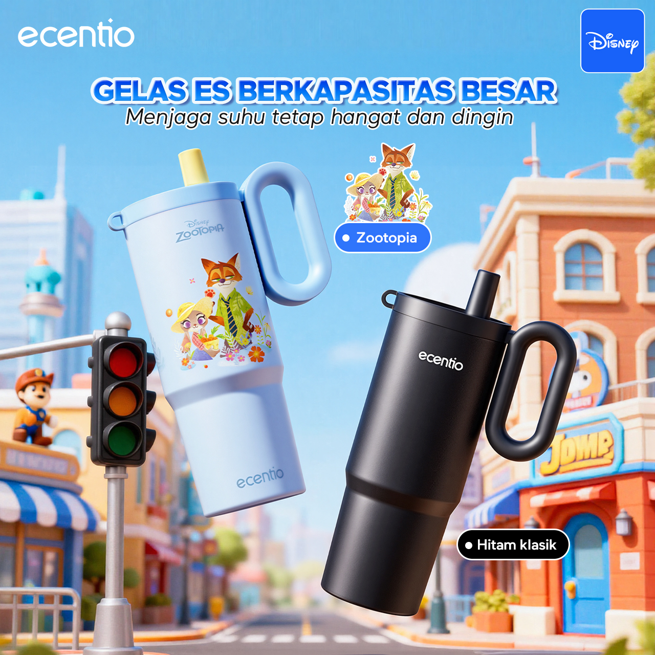 [Zootopia series] ecentio tumbler stainless 316 Disney Zootopia co-brand 750ml heat-resistant cold 24 hours drinking bottle cute aesthetic portable hot water thermos drinking bottle children's drinking bottle girls tumbler children-C Harga  322,500 rupiah*Gratis Ongkir