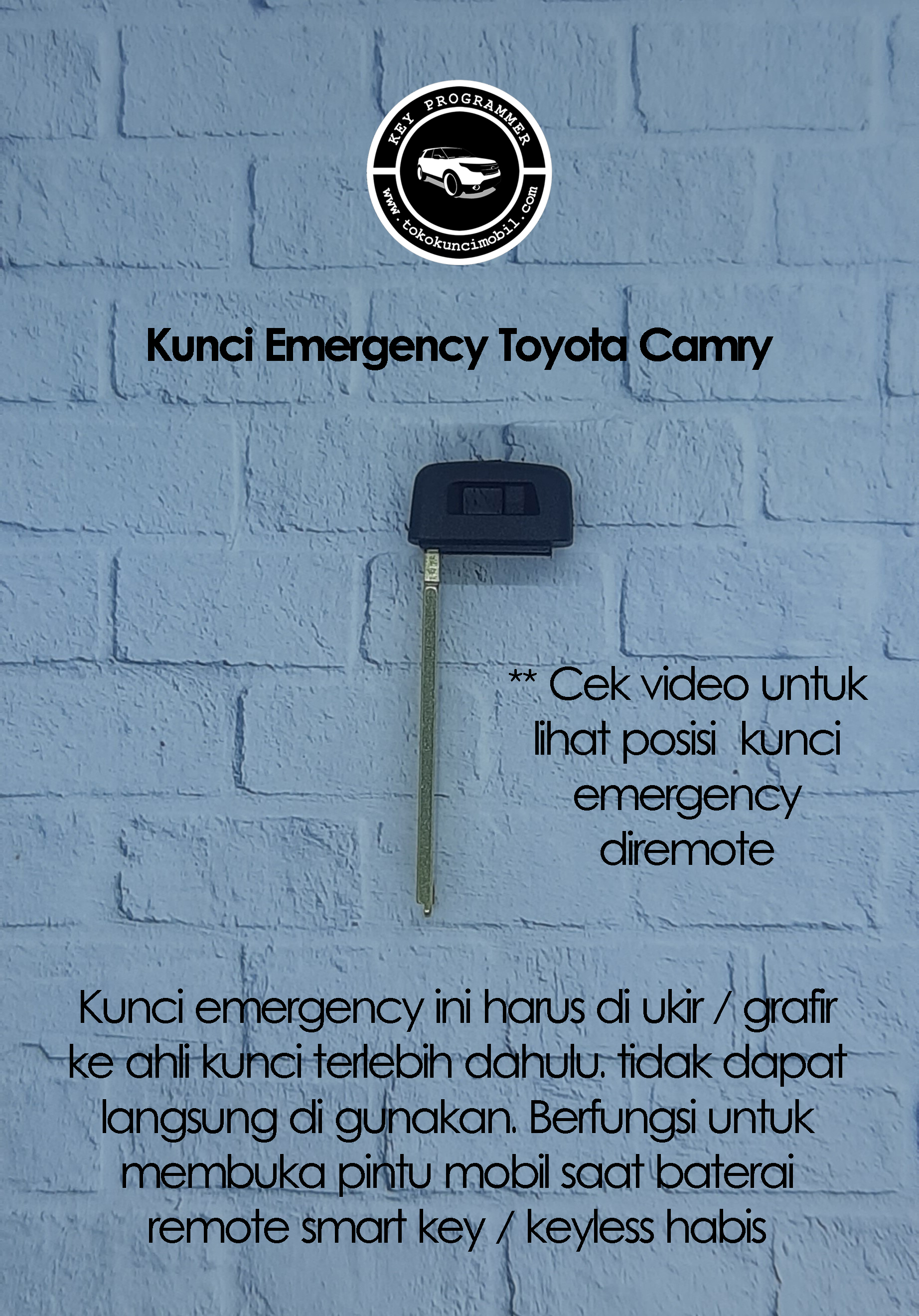 Kunci Emergency Smart Key Anak Kunci Toyota Camry Harga 150,000 rupiah*Gratis Ongkir