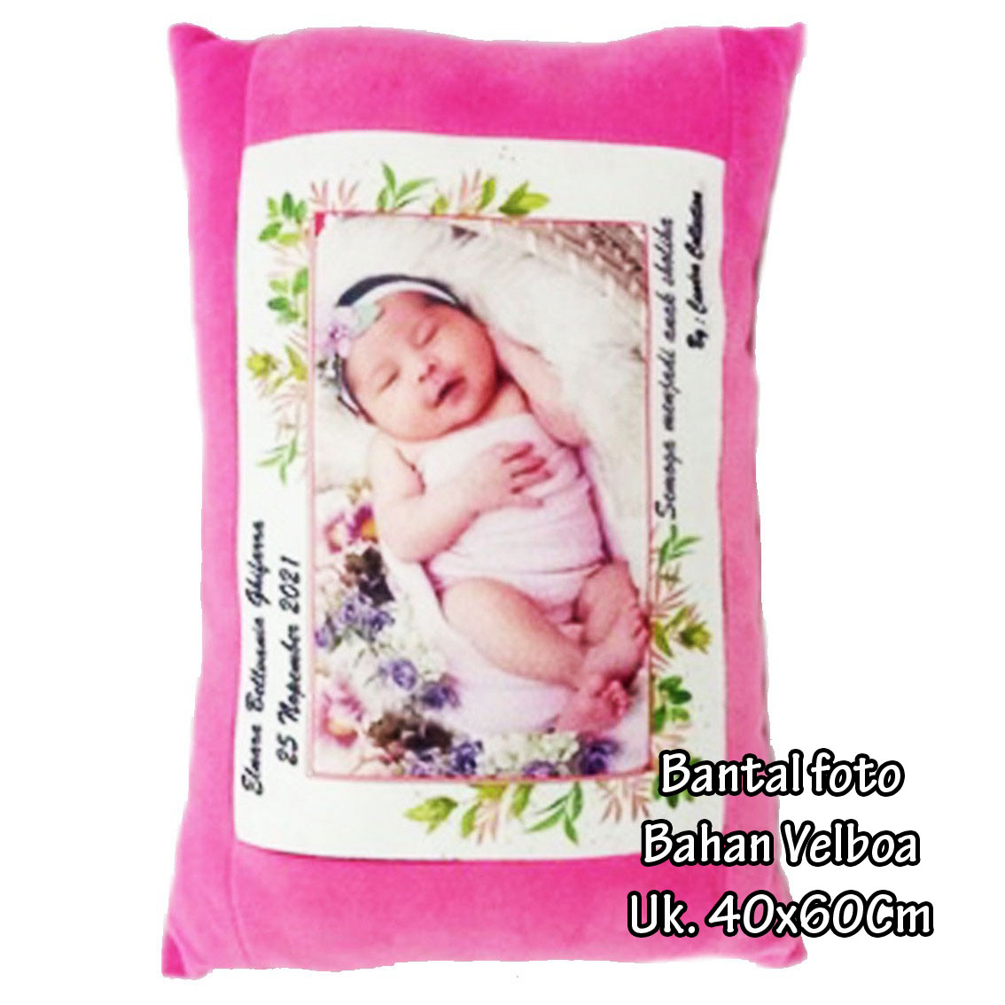 BANTAL FOTO CUSTOME nama pola 40x60cm bahan velboa isi dakron hadiah wisuda sovenir pernikahan ulang t…