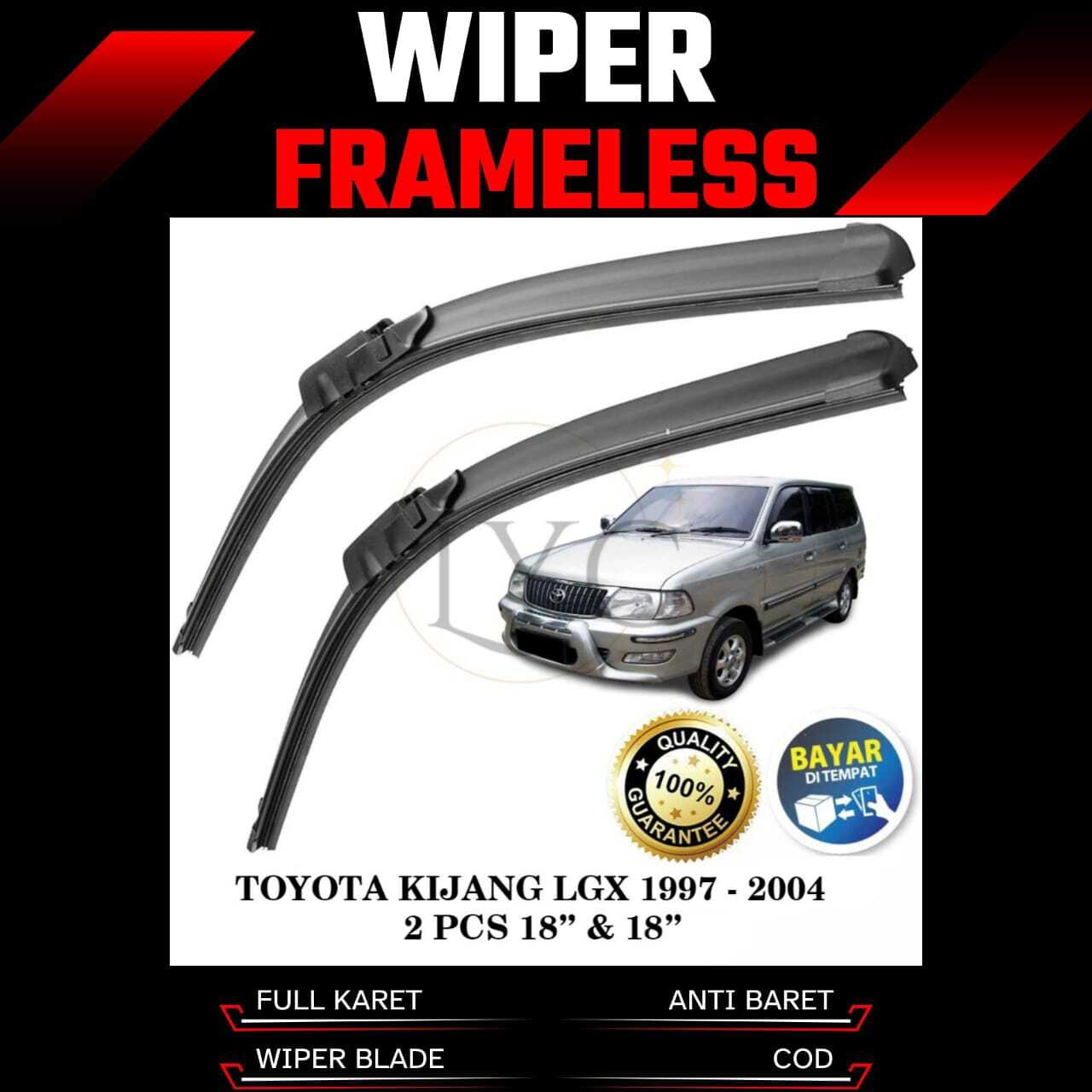 Wiper Frameless Full Karet Toyota Kijang Grand Extra/Super/Kapsul/LSX/LGX/Krista 1 Set-Larisyo Harga 55,000 rupiah*Gratis Ongkir