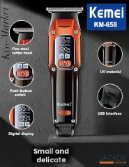 Alat Pangkas Dan Cukur Kemei KM-658 Pemotong Rambut Profesional Pemangkas Jenggot untuk Pria LED LCD Digital Pemotong Ukir Pisau Cukur Listrik