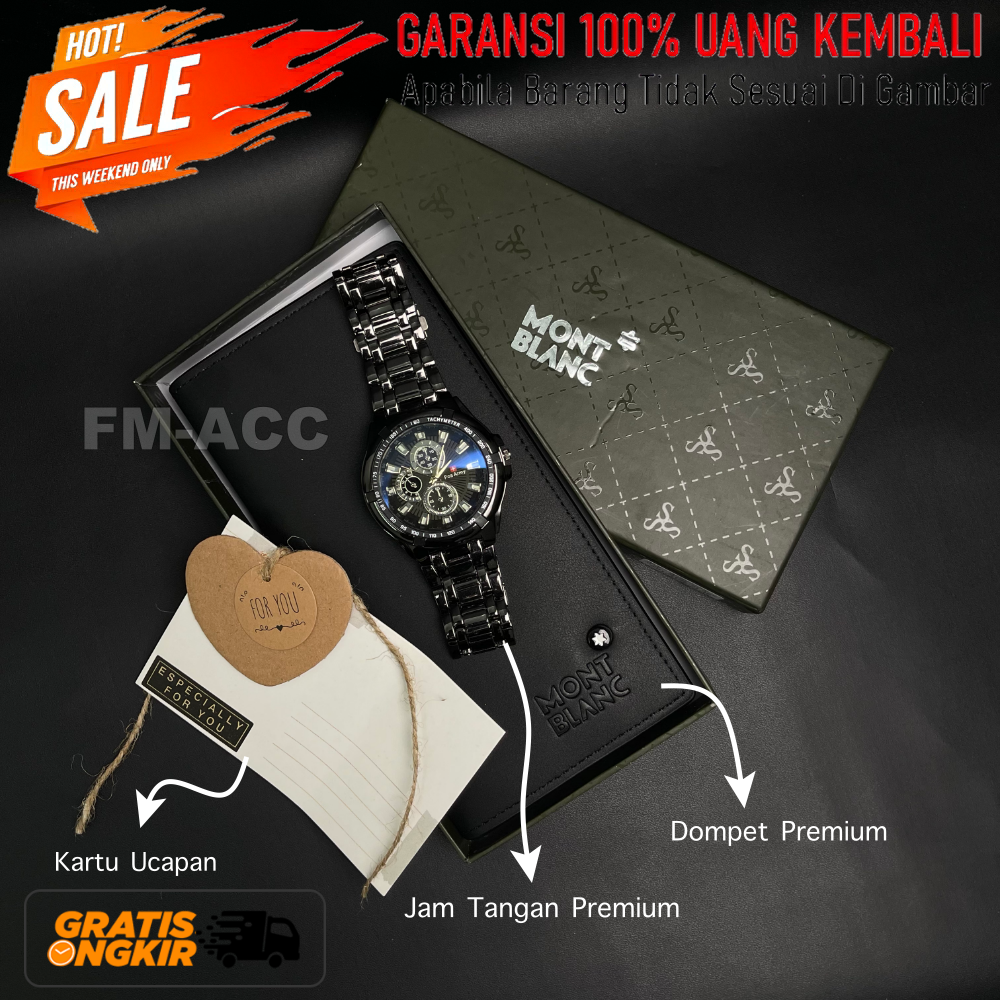 PAKET HAMPERS Dompet Pria Model Panjang Kekinian Terbaru 2022 + Jam Tangan Pria Stainless Stell Includ…