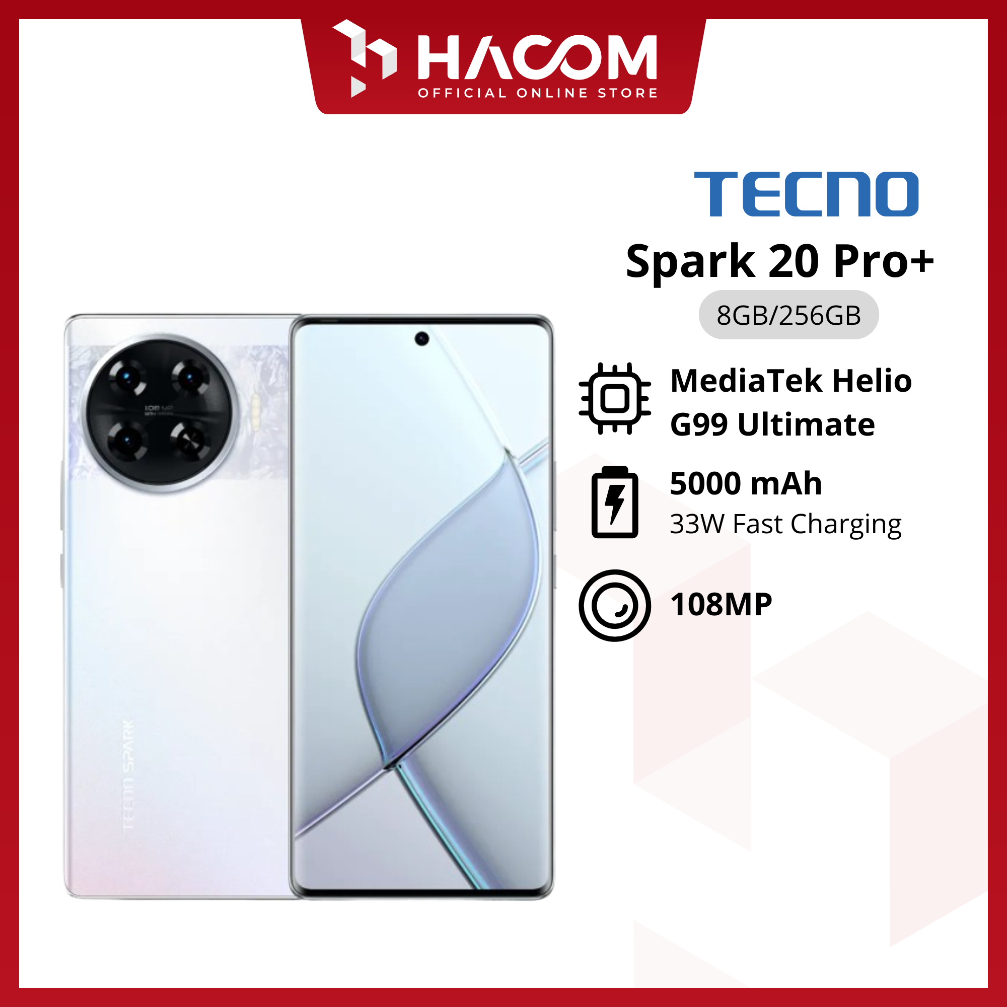TECNO Spark 20 Pro+ 8/256GB Garansi Resmi Harga  1,149,000 Ringgit*Penghantaran Percuma