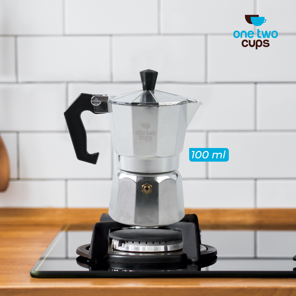 Can Moka Pot 2Cups 100ml Aluminum Espresso Coffee Maker-Silver