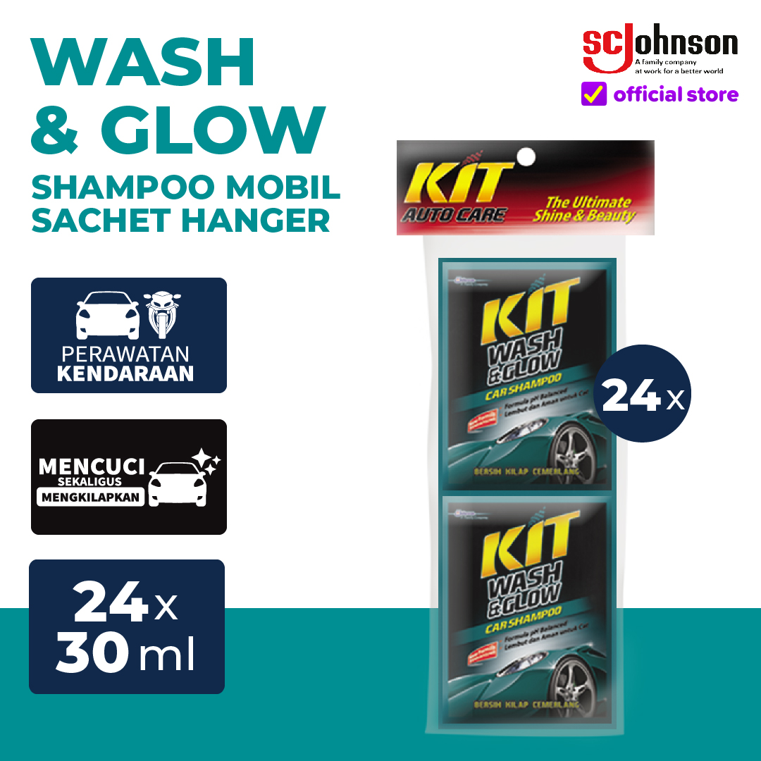 KIT Wash & Glow Shampo Mobil Sachet Hanger 30ml Harga 27,030 rupiah*Gratis Ongkir