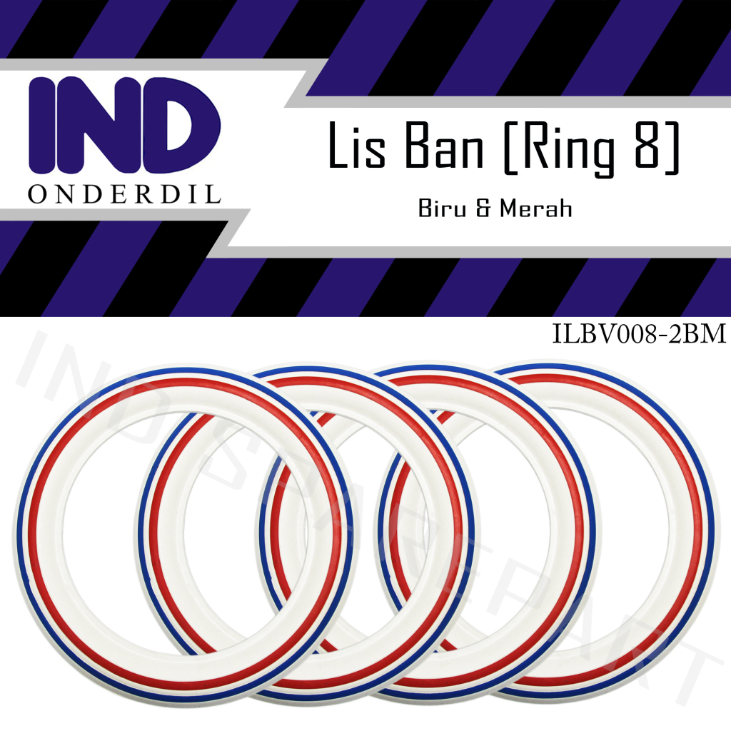 Karet Lis-List Ban Model Vespa Motor Matic-Bebek-Sport Ukuran Ring 8-WhiteWall-White Wall 2 Warna Biru-Merah Harga 59,450 rupiah*Gratis Ongkir
