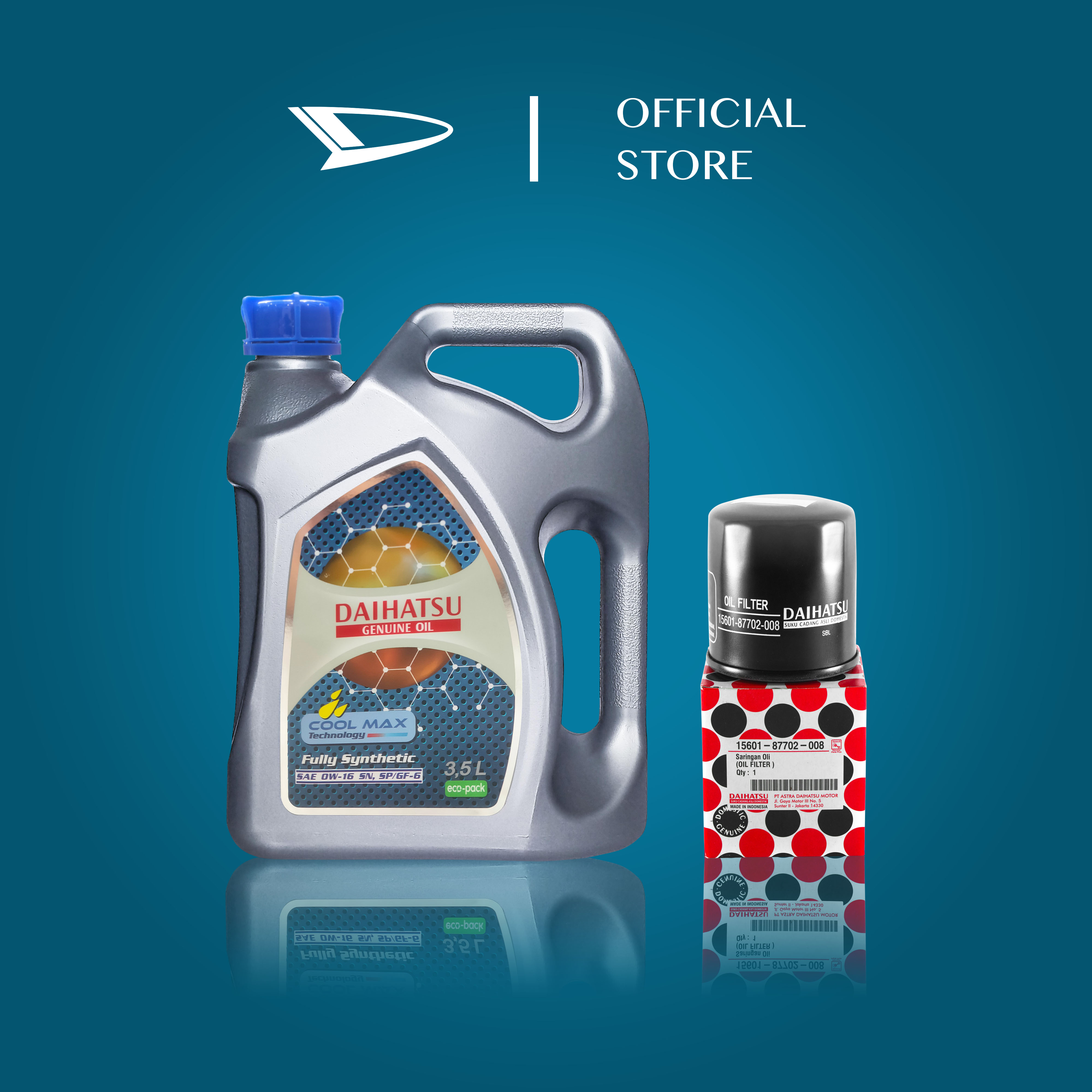 Daihatsu Genuine Oil 0W-16 API SN Fully Synthetic Oil 3.5L + Oil Filter Harga 720,000 Ringgit*Penghantaran Percuma