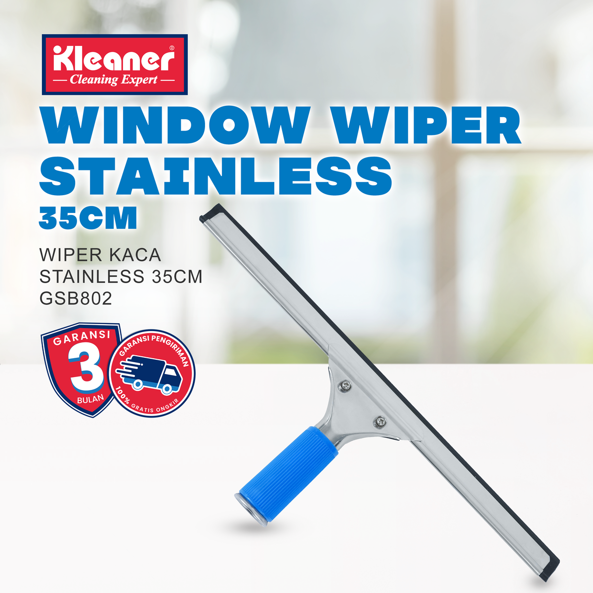 Kleaner Wiper Heavy Duty Alat Pembersih Kaca / Glass Wiper dan Meja Stainless Steel 35 cm GSB802 Harga 58,016 rupiah*Gratis Ongkir