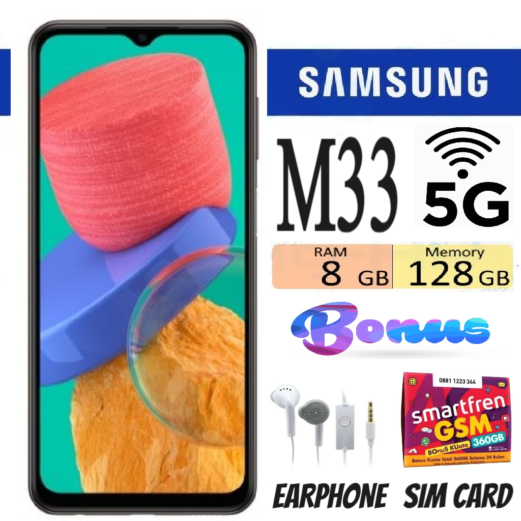 Samsung GALAXY M33 5G RAM 8/128 GB - Free Sim Card Harga 2,950,000 rupiah*Gratis Ongkir