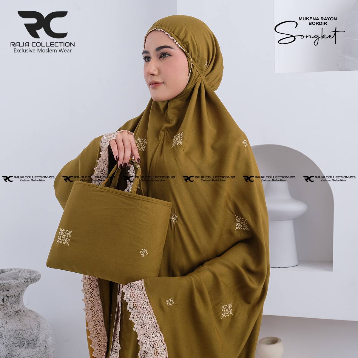 Raja Collection459 - Mukena Dewasa Jumbo Rayon Bordir Songket