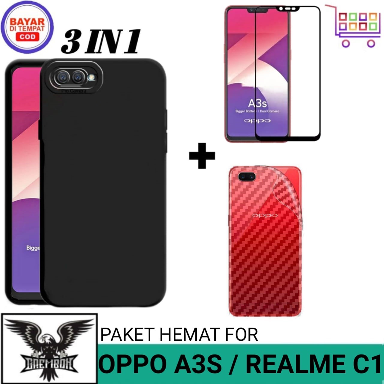 PROMO 3IN1 CASE OPPO A3S C1 SOFT CASE LIQUID MACARON FREE