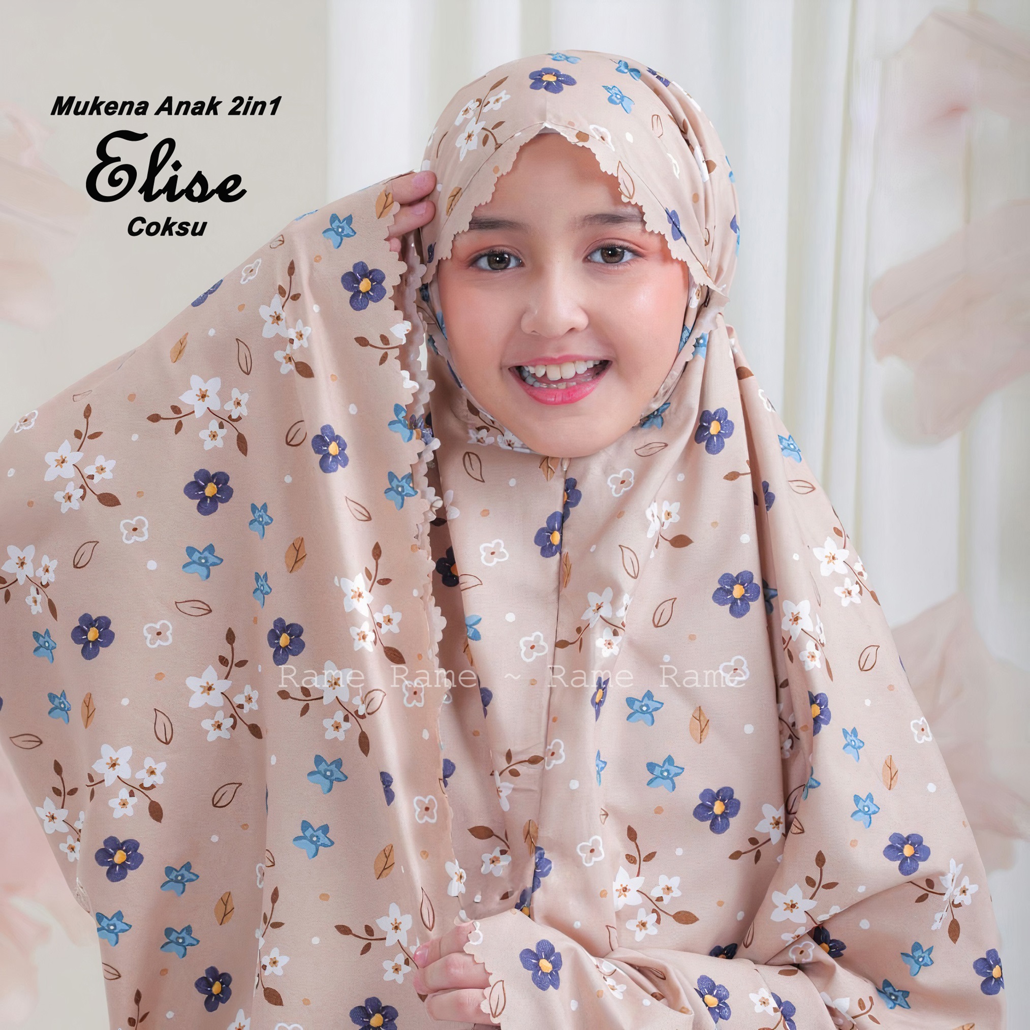 Mukena Anak Tanggung 2 IN 1 Elise Full Bunga Bahan Katun Premium Free TAS