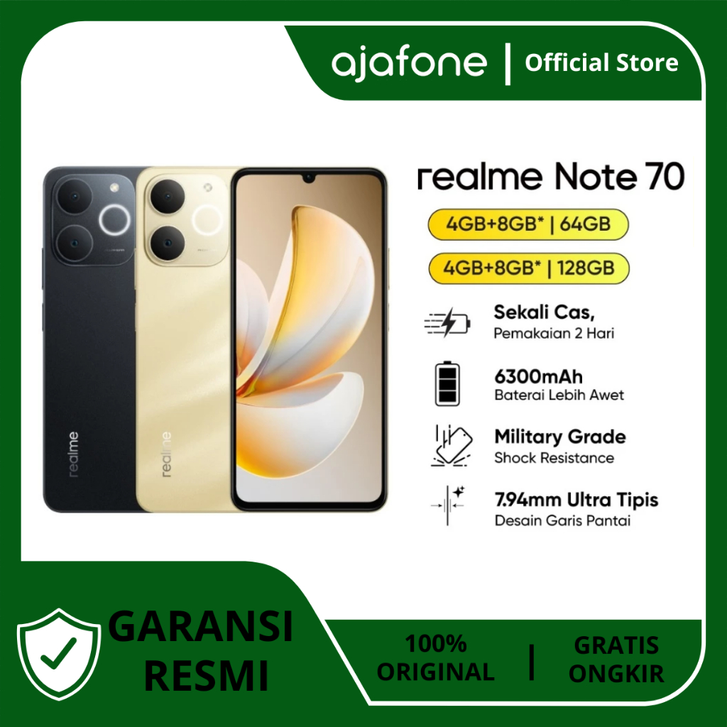Realme note 70 Ram 4/128GB | 4/64GB original official warranty Giá 1,599,000 Đồng*Miễn phí vận chuyển