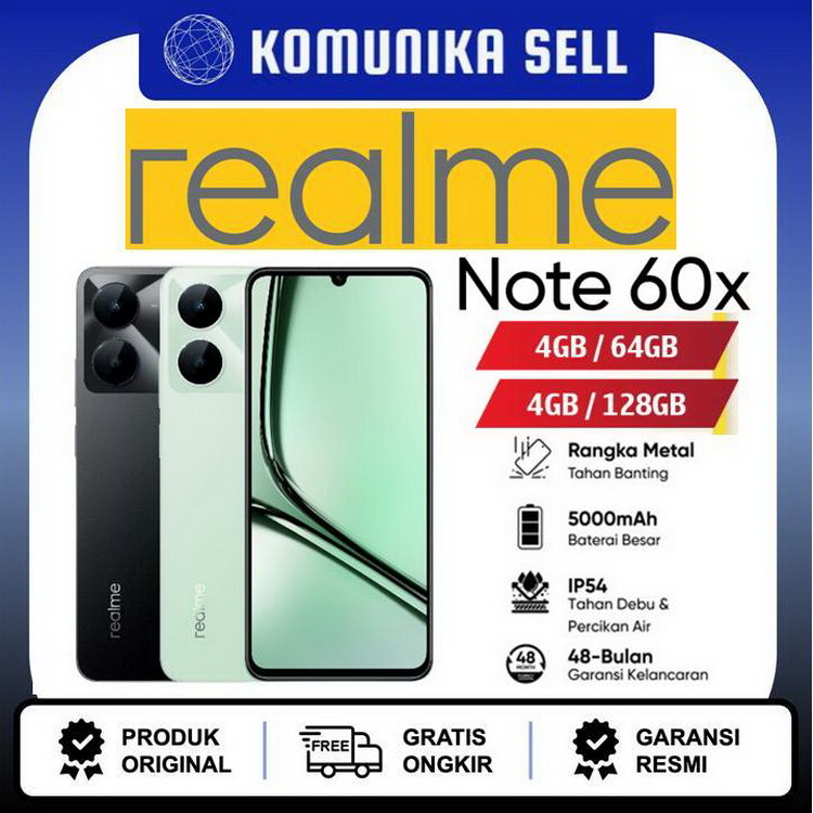 Realme Note 60x - 4GB/128GB - Merek realme Harga 1,340,000 rupiah*Gratis Ongkir