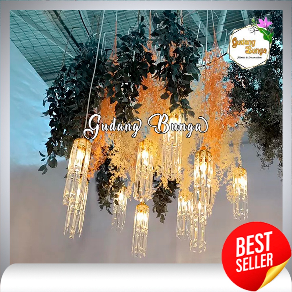 Lampu Gantung Rumbai Akrilik Kristal 1 Set Isi 10 - Dekor Pelaminan pernikahan Event LED Lampu ubur ubur