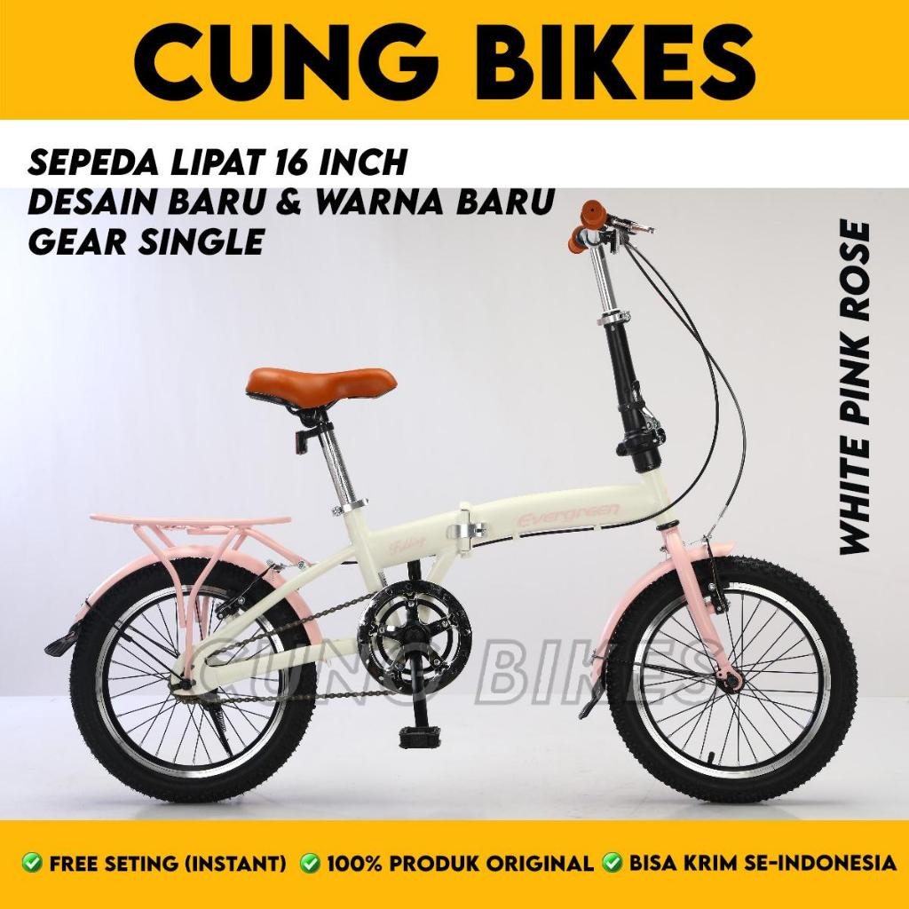 Cung Bikes Evergreen 16 Single Speed Folding Bicycle for Children and Adults Harga 1,050,000 rupiah*Gratis Ongkir